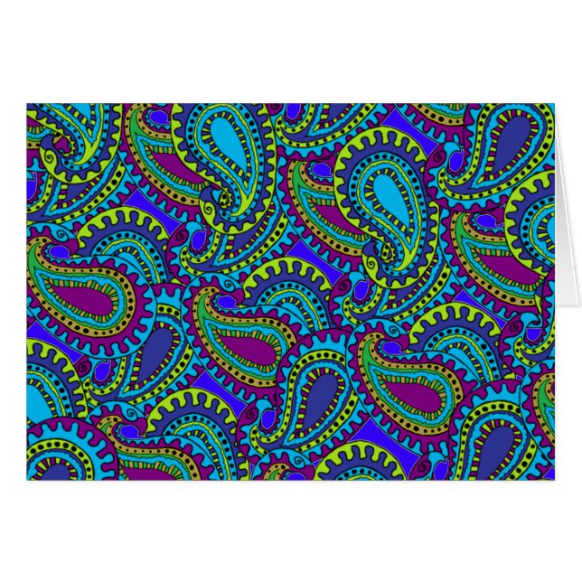 Boho Paisley Hälsningskort (Framsidan Horizontal)