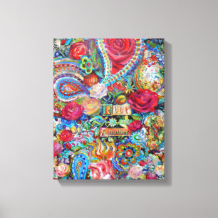 Boho Paisley Kärlek One Ett till Kanvastryck