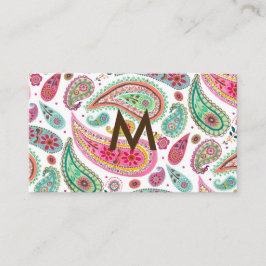 Boho Paisley Multifärgad girly mönster monogram Visitkort