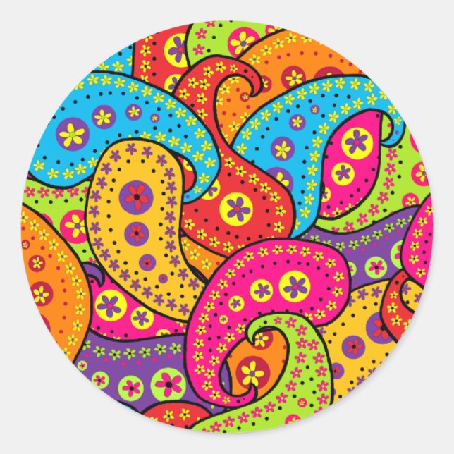 Boho Paisley Runt Klistermärke (Framsida)