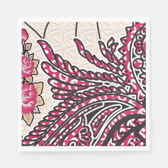 Boho Paisley Servetter | Rosa Blommig Party Chic (Framsidan)