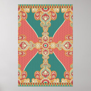 Boho Paisley stor konstaffisch Poster