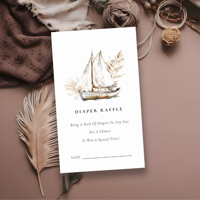 Boho Palm Segelbåt Blöja Lotteri Baby Shower Tilläggskort (Skapare uppladdad)