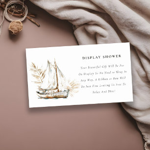 Boho Palm Segelbåt Display Dusch Bebis Shower Tilläggskort