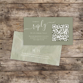 Boho Palmblad Botanisk Lövverk QR-kod RSVP Tilläggskort