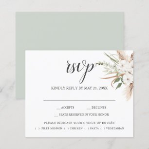 Boho Pampa Gräsblad Bröllop RSVP