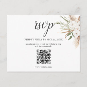 Boho Pampa Gräsblad Bröllop RSVP Inneslutande Bil Tilläggskort