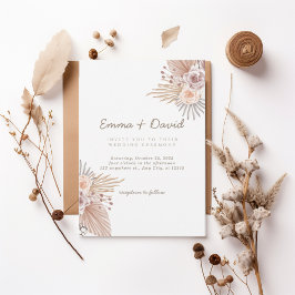 Boho Pampas and Blush Rose Wedding Invitation Inbjudningar