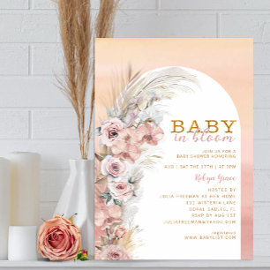 Boho  Pampas Baby i Bloom-inbjudan Inbjudningar