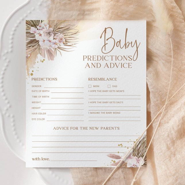 Boho Pampas Baby Predictions and Advice Cards (Skapare uppladdad)
