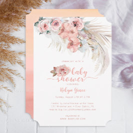Boho Pampas Baby Shower Inbjudan Blommigt