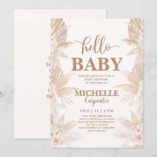 Boho Pampas Baby Shower-inbjudan Inbjudningar