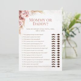 Boho Pampas Baby Shower Mamma Pappa Game Card Inbjudningar