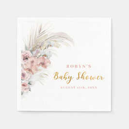 Boho Pampas Baby Shower Napkins Rosa Girl Pappersservett