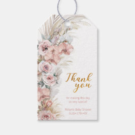 Boho Pampas Babyfirande Presentkort Tack Presentetikett