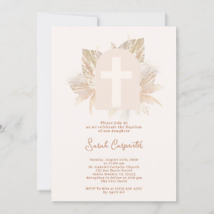 Boho Pampas Baptism-inbjudan Inbjudningar