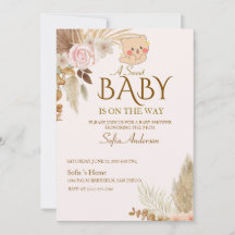 Boho Pampas Bebis Shower Inbjudan