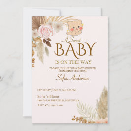 Boho Pampas Bebis Shower Inbjudan
