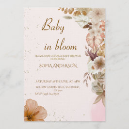 Boho Pampas Bebis Shower Inbjudan, Neutral Modern Inbjudningar