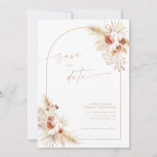 Boho Pampas Beige Grass Spara datumet Inbjudningar