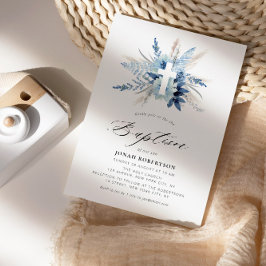 boho pampas (blåblått blommigt) kor baptism inbjudningar