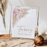 Boho  Pampas Blommigt Favoriter Möhippa Signal Poster<br><div class="desc">Det här klassskylten "Favors" kommer säkert att göra ditt evenemang ljusare,  vare sig det är bröllop,  möhippa,  babydusch eller födelsedagsfest. Utformningsdetaljerna visade att  ro blandades med jordat pampasgräs och mjukt boho inslag.</div>