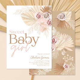 Boho pampas blommigt Girl Baby dusch Inbjudningar