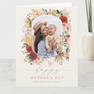 Boho Pampas Blommigt Lycklig Mors dag kort