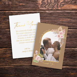boho pampas blommigt Photo Arch guld tack Anteckningskort