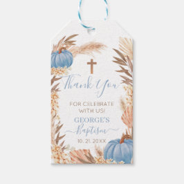 Boho Pampas Blue Pumpkin Baptism Gift-Märkre Presentetikett