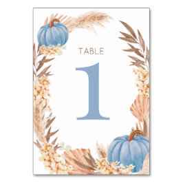 Boho Pampas blue Pumpkin Table number Bordsnummer