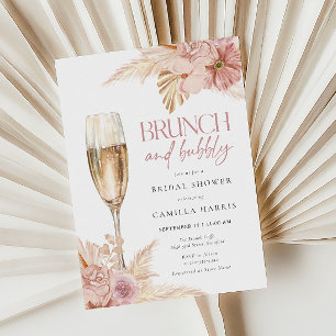 Boho Pampas Brunch Bubly Inbjudningskort för möhip