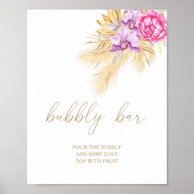 Boho pampas - bubblig bar poster (Framsidan)