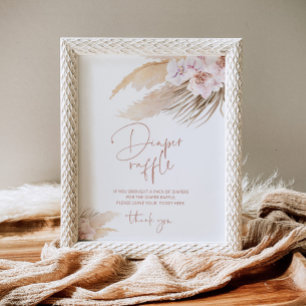 Boho pampas corchid bohemian diaper raffle poster