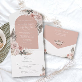 Boho Pampas Dusty Rosa Blommigt Bröllop