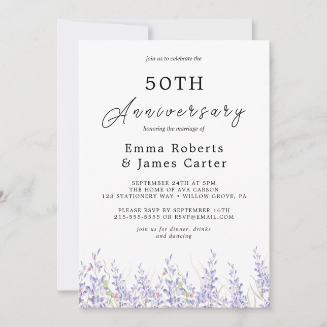 Boho Pampas Gräs 50-års bröllopsjubileum  Inbjudningar (Framsida)