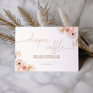 Boho Pampas Gräs Baby Shower Blöja Lotteri Kort
