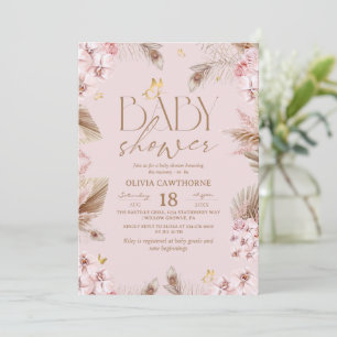 Boho Pampas Gräs Baby Shower Inbjudningar