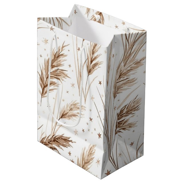 Boho Pampas-gräs Beige Brun Stjärnmönster (1) (Framsidan Vinklad)