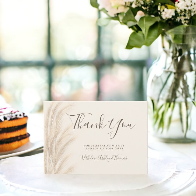 Boho pampas gräs beige tack för att du duschar (Boho pampas grass beige thank you baby shower)