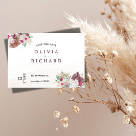 Boho Pampas Gräs Blommig Bröllop Spara Datum Datumet