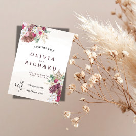 Boho Pampas Gräs Blommig Bröllop Spara Datum Datumet