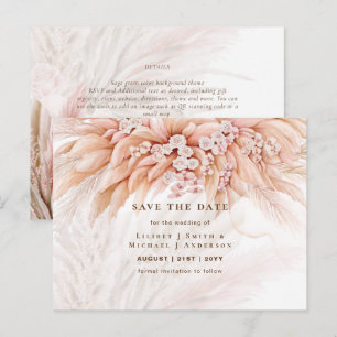 BOHO Pampas Gräs Blommig Bröllop Spara Datum Pos Vykort