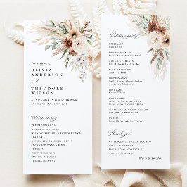 Boho Pampas Gräs Blommig Bröllopsceremoni Program