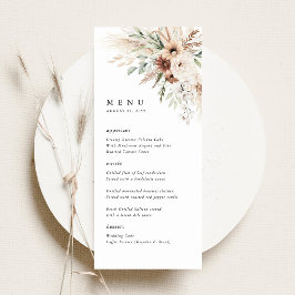 Boho Pampas Gräs Blommig Bröllopsmottagning Meny