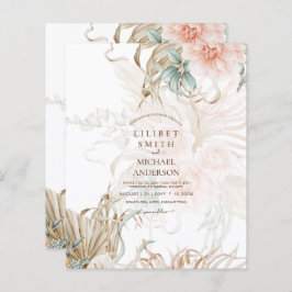 BOHO Pampas Gräs Blommig Korallsalvia Bröllop