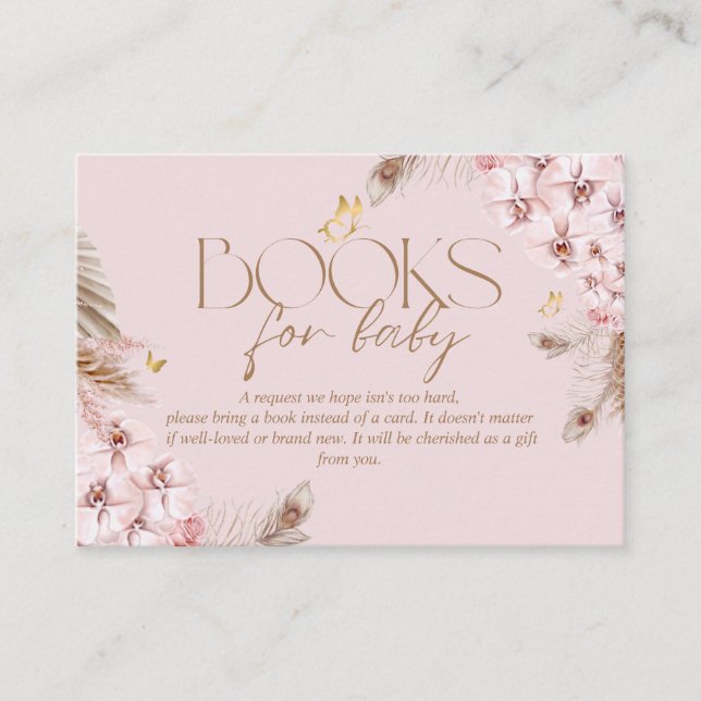 Boho Pampas Gräs Böcker för Baby Baby Shower Tilläggskort (Framsida)