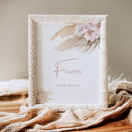 Boho pampas gräs bohemian Baby dusch Favors Poster