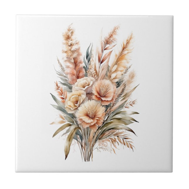 Boho Pampas Gräs Botaniska Kök Badrum Kakelplatta (Framsidan)