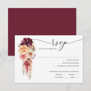 Boho Pampas Gräs Bröllop RSVP-kort Inbjudningar